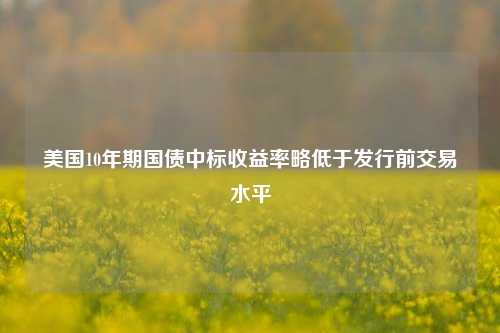 美国10年期国债中标收益率略低于发行前交易水平