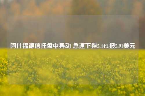 阿什福德信托盘中异动 急速下挫5.44%报5.91美元