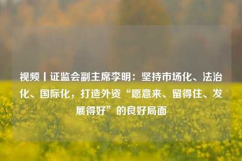 视频丨证监会副主席李明：坚持市场化、法治化、国际化，打造外资“愿意来、留得住、发展得好”的良好局面