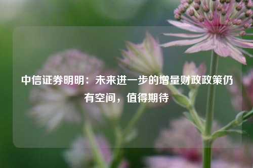 中信证券明明：未来进一步的增量财政政策仍有空间，值得期待