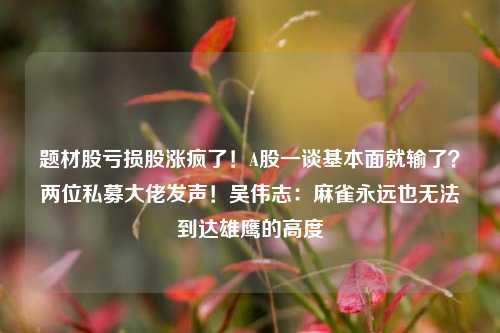 题材股亏损股涨疯了！A股一谈基本面就输了？两位私募大佬发声！吴伟志：麻雀永远也无法到达雄鹰的高度