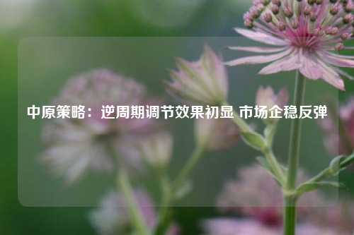 中原策略：逆周期调节效果初显 市场企稳反弹