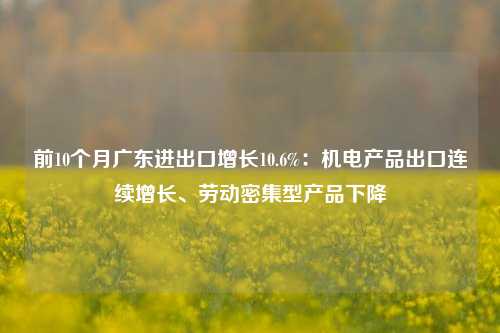 前10个月广东进出口增长10.6%：机电产品出口连续增长、劳动密集型产品下降