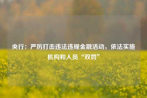 央行：严厉打击违法违规金融活动，依法实施机构和人员“双罚”