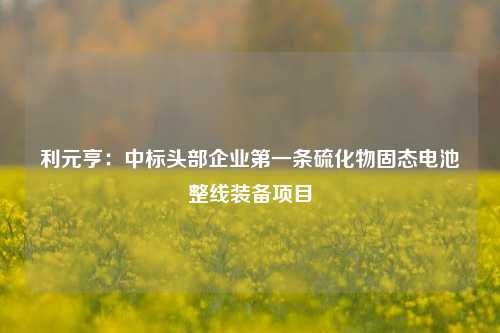 利元亨：中标头部企业第一条硫化物固态电池整线装备项目