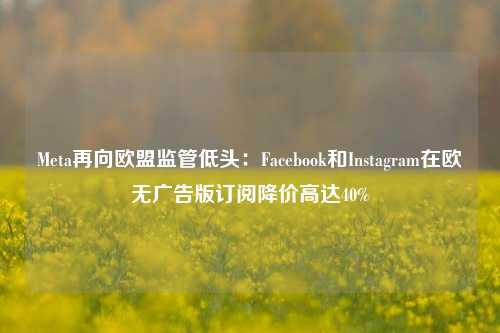 Meta再向欧盟监管低头：Facebook和Instagram在欧无广告版订阅降价高达40%