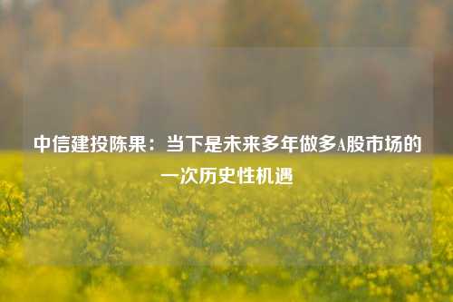 中信建投陈果：当下是未来多年做多A股市场的一次历史性机遇